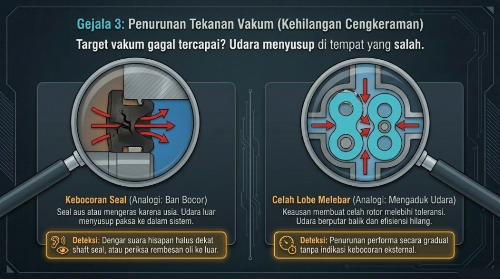 penurunan tekanan vacuum pump